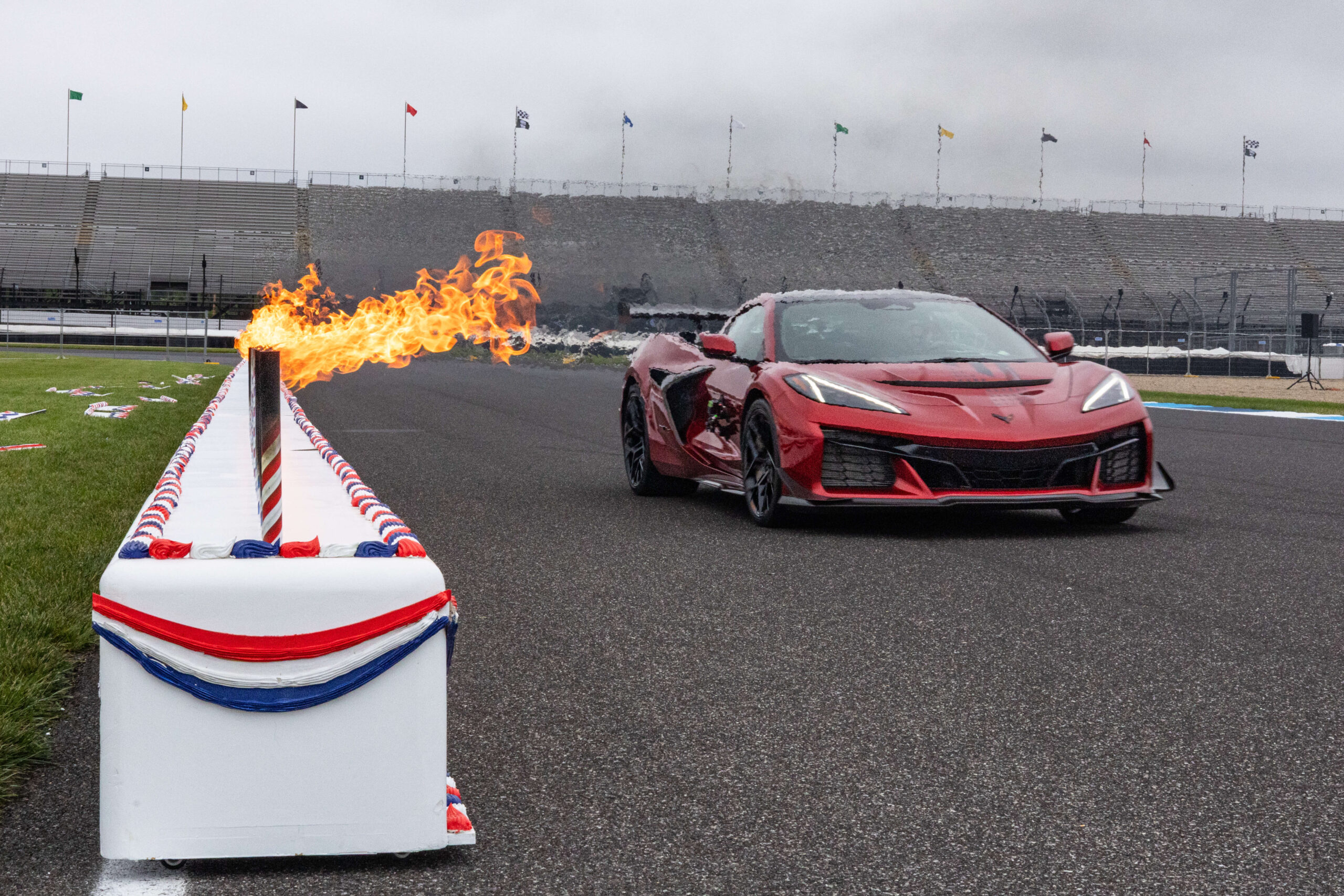 Corvette 250 stunt at Indianapolis Motor Speedway